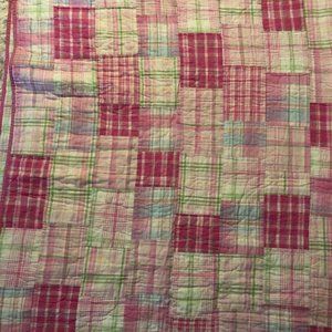 Pottery Barn Kids PB TEEN Pink Patchwork Quilt Twin 65x84in reverses to plaid